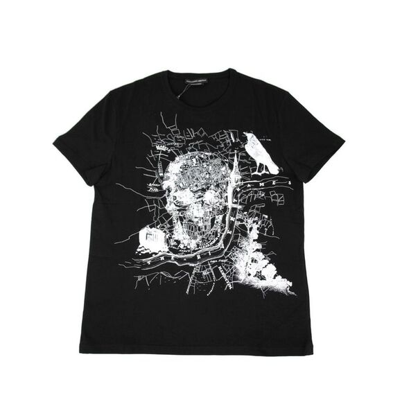 Alexander McQueen Men's Black Organic Skull Print T-Shirt (Small)